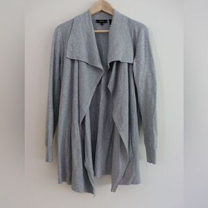 Theory Open Cardigan Ribbed Gray Size M